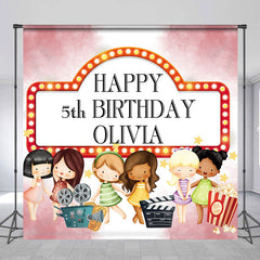 Aperturee - Personalized Movie Night Birthday Party Backdrop