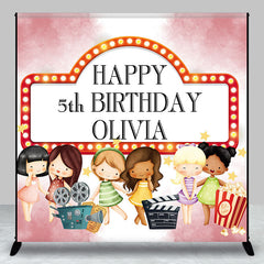 Aperturee - Personalized Movie Night Birthday Party Backdrop