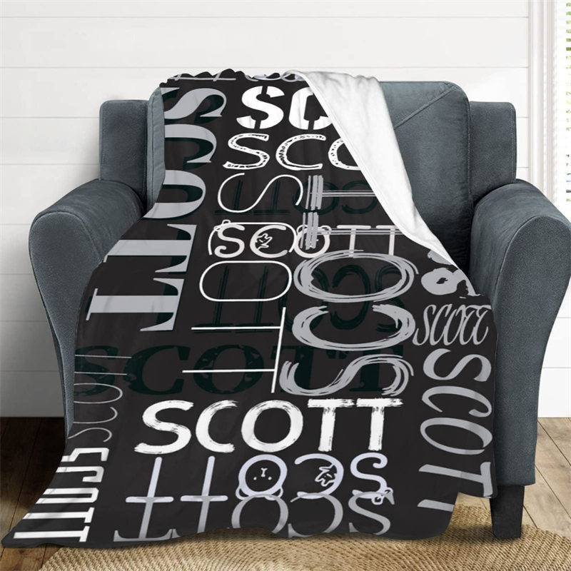 Lofaris Personalized Name Black Blanket For Adult Kid Gift