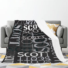 Lofaris Personalized Name Black Blanket For Adult Kid Gift