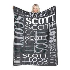 Lofaris Personalized Name Black Blanket For Adult Kid Gift