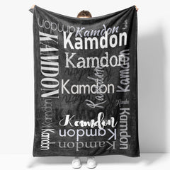 Lofaris Personalized Name Black Blanket For Adult Kid Gift