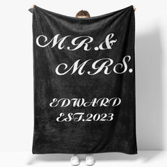 Aperturee - Personalized Name Black Text Simple Snuggly Blanket