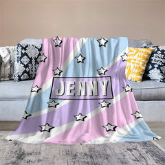 Aperturee - Personalized Name Candy Colorful Stars Girl Blanket