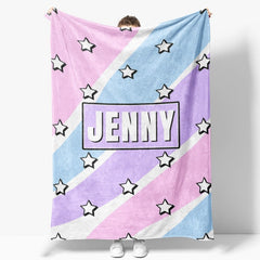 Aperturee - Personalized Name Candy Colorful Stars Girl Blanket