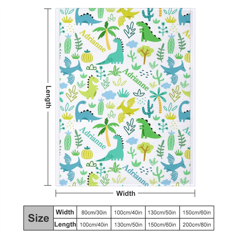 Lofaris Personalized Name Dinosaurs Plants Blanket For Kids