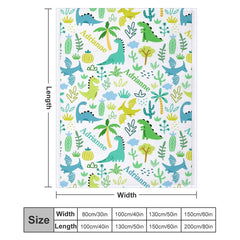 Lofaris Personalized Name Dinosaurs Plants Blanket For Kids