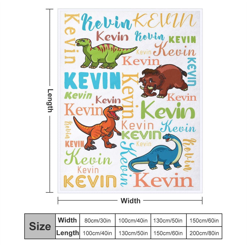 Lofaris Personalized Name Dinosuars Mammoth Blanket For Boys