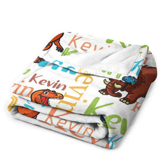 Lofaris Personalized Name Dinosuars Mammoth Blanket For Boys