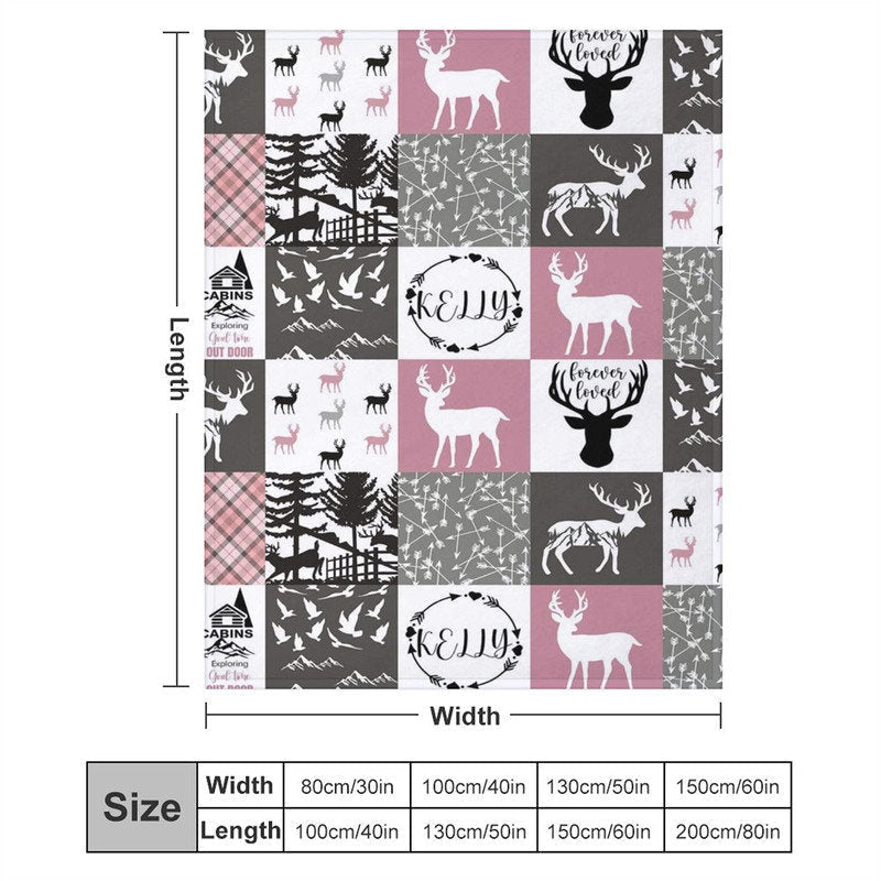 Aperturee - Personalized Name Elk Woodland Animal Warm Blanket