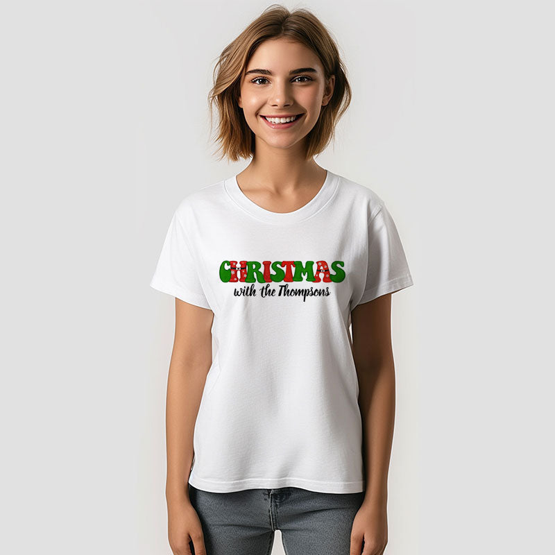 Aperturee - Personalized Name Family Christmas Reunion T-Shirt