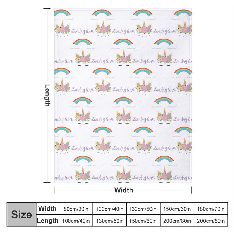 Lofaris Personalized Name Girls Blanket With Unicorn Rainbow