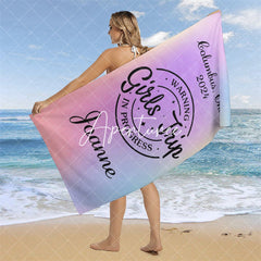 Aperturee - Personalized Name Girls Trip In Progress Beach Towel