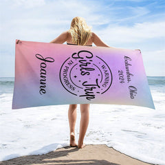 Aperturee - Personalized Name Girls Trip In Progress Beach Towel