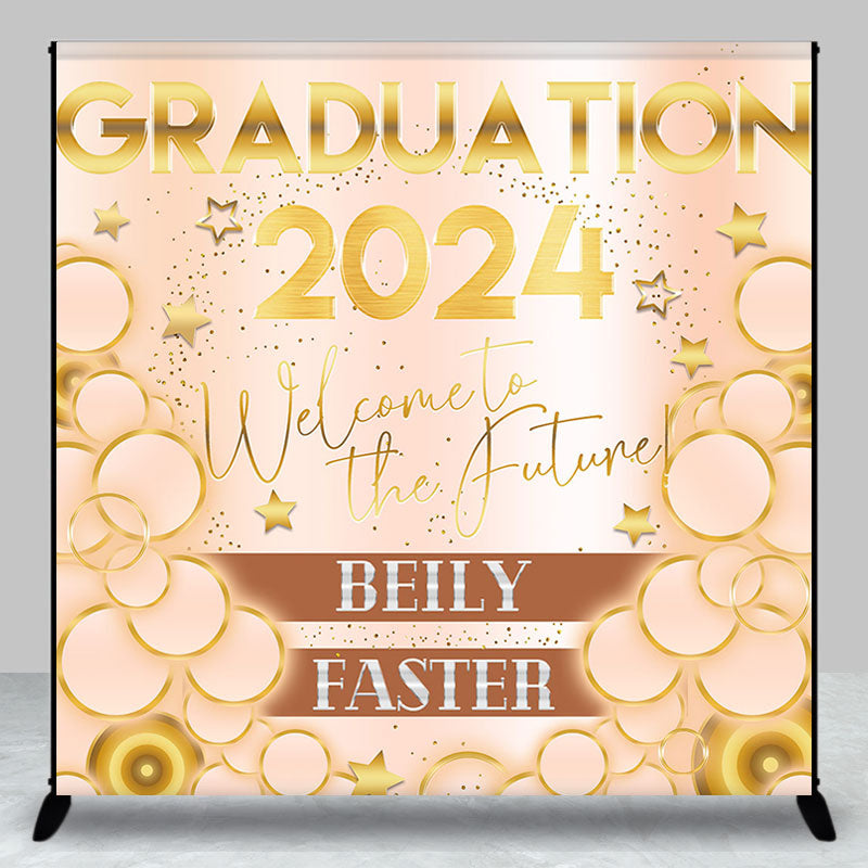 Aperturee - Personalized Name Gold Graduation 2024 Theme Backdrop