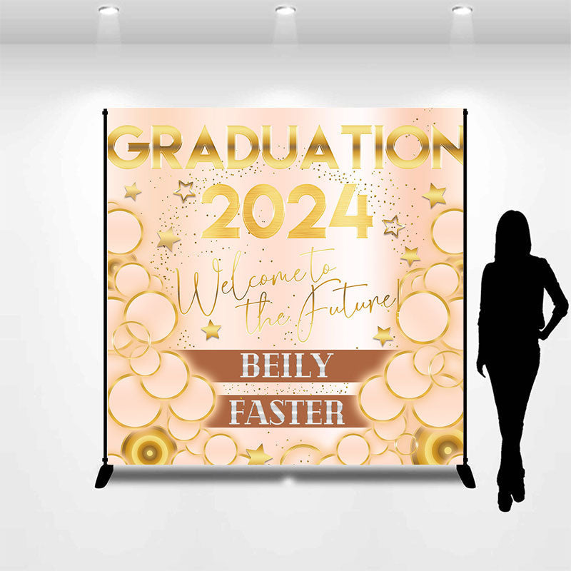 Aperturee - Personalized Name Gold Graduation 2024 Theme Backdrop