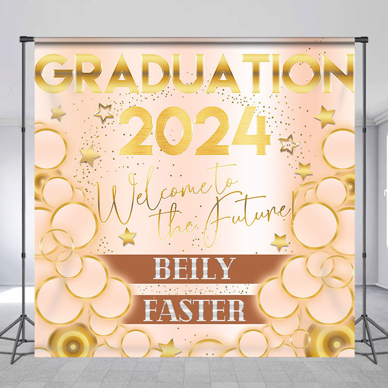 Aperturee - Personalized Name Gold Graduation 2024 Theme Backdrop