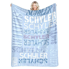 Aperturee - Personalized Name Light Blue Gifts Soft Blanket