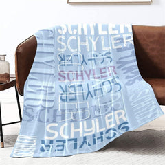 Aperturee - Personalized Name Light Blue Gifts Soft Blanket