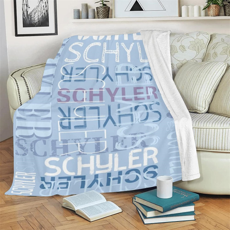 Aperturee - Personalized Name Light Blue Gifts Soft Blanket