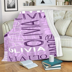 Lofaris Personalized Name Lilac Soft Blanket Birthday Gift