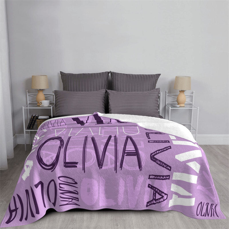 Lofaris Personalized Name Lilac Soft Blanket Birthday Gift