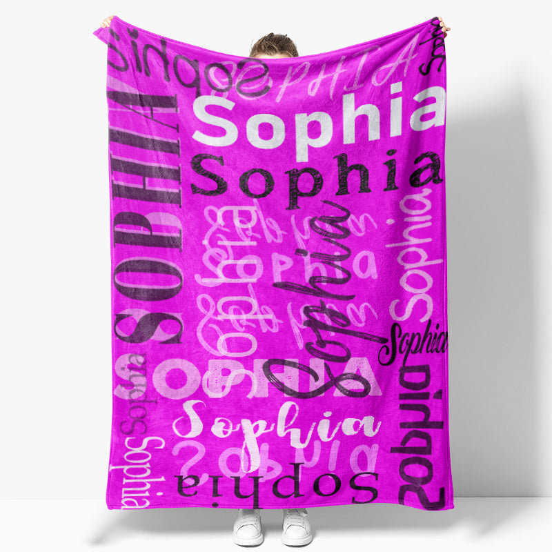 Lofaris Personalized Name Magenta Throw Blanket Kid Gift