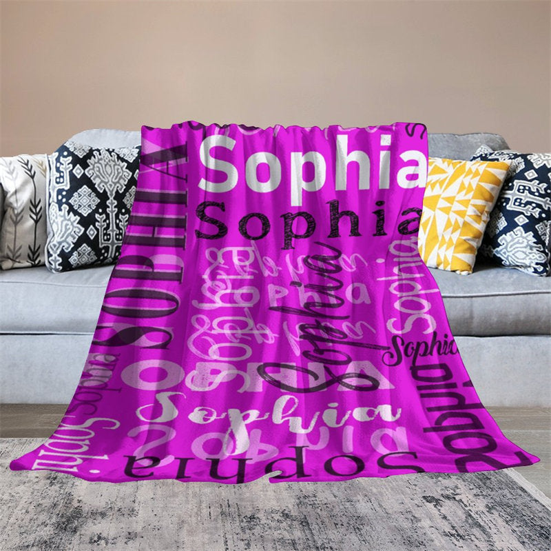 Lofaris Personalized Name Magenta Throw Blanket Kid Gift