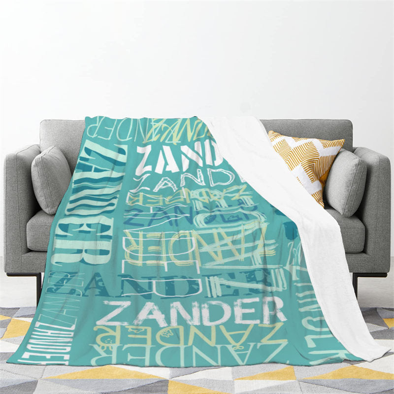 Lofaris Personalized Name Mint Green Blanket Family Souvenir