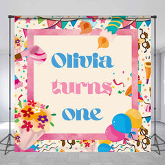 Aperturee - Personalized Name Pink Birthday Party Backdrop for Girl