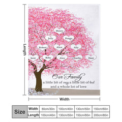 Lofaris Personalized Name Pink Cherry Tree Our Family Blanket