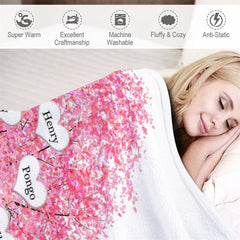 Lofaris Personalized Name Pink Cherry Tree Our Family Blanket