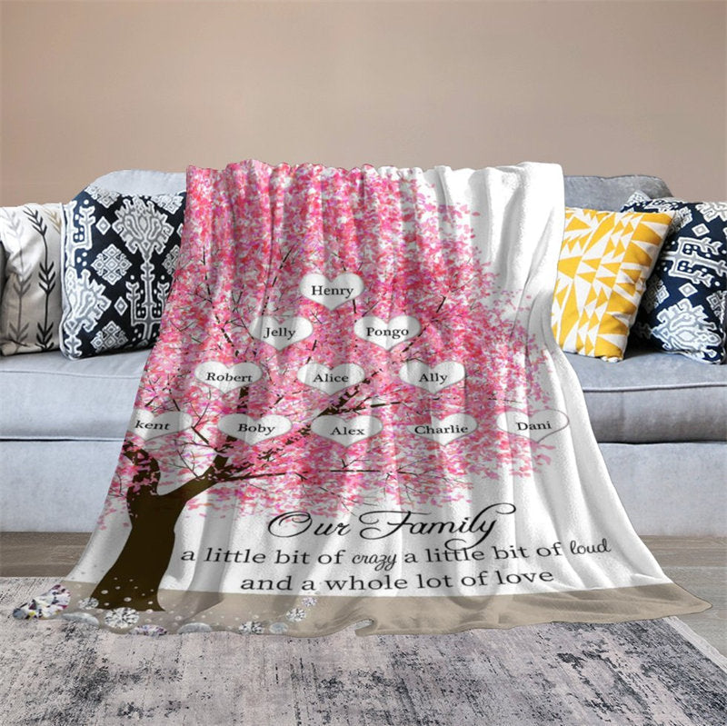 Lofaris Personalized Name Pink Cherry Tree Our Family Blanket