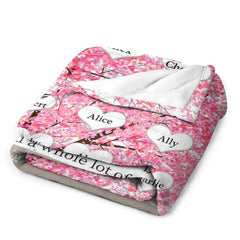 Lofaris Personalized Name Pink Cherry Tree Our Family Blanket