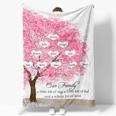 Lofaris Personalized Name Pink Cherry Tree Our Family Blanket