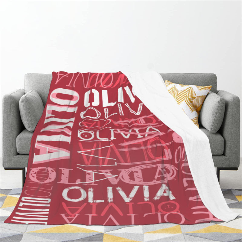 Lofaris Personalized Name Red Throw Blanket Kid Family Gift