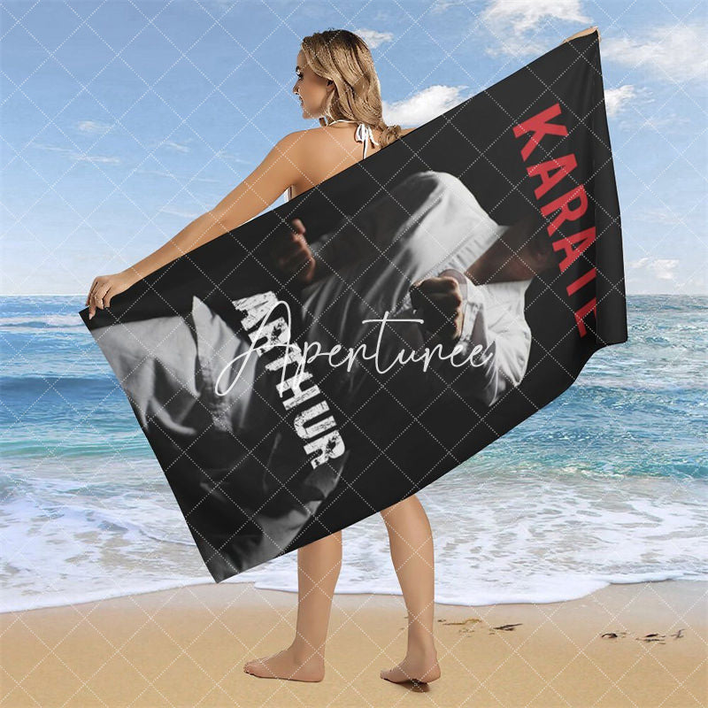 Aperturee - Personalized Name Taekwondo Martial Arts Beach Towel