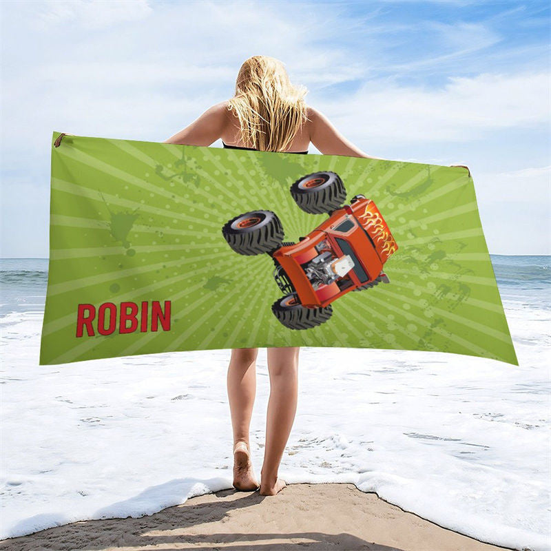 Aperturee - Personalized Name Various Racing Cars Beach Towel