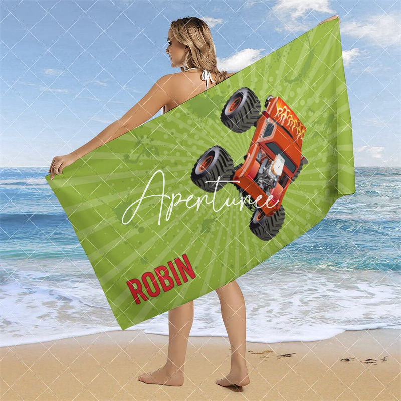 Aperturee - Personalized Name Various Racing Cars Beach Towel