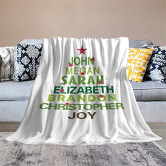 Aperturee - Personalized Name White Text Tree Christmas Blanket