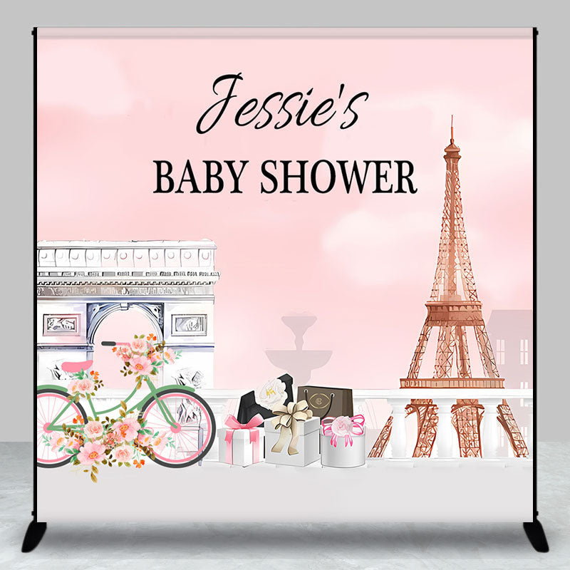 Aperturee - Personalized Paris Eiffel Tower Baby Shower Backdrop