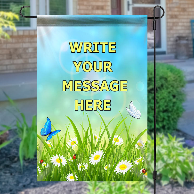 Aperturee - Personalized Pastoral Daisy Butterfly Garden Flag