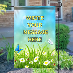 Aperturee - Personalized Pastoral Daisy Butterfly Garden Flag