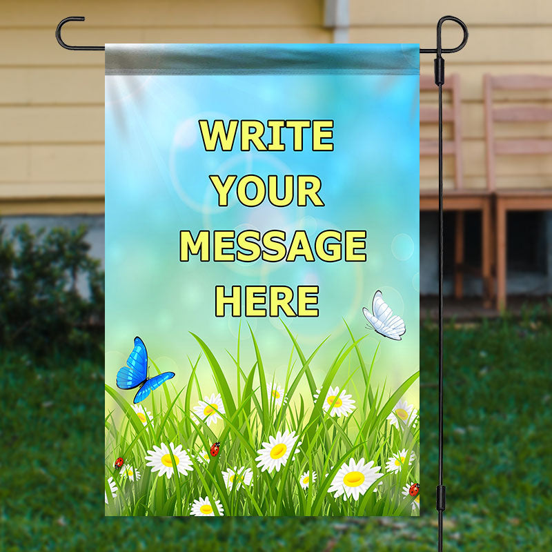 Aperturee - Personalized Pastoral Daisy Butterfly Garden Flag