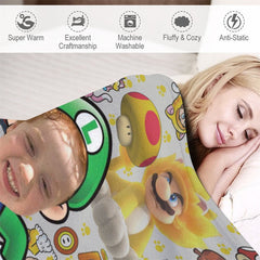 Aperturee - Personalized Photo Cute Green Pipeman Monster Blanket