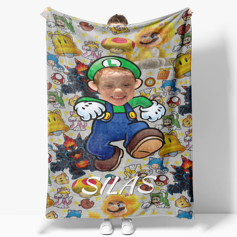 Aperturee - Personalized Photo Cute Green Pipeman Monster Blanket