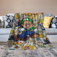 Aperturee - Personalized Photo Cute Green Pipeman Monster Blanket