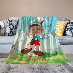 Aperturee - Personalized Photo Pinocchio Windmill Green Blanket