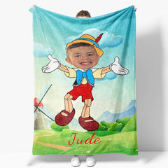 Aperturee - Personalized Photo Pinocchio Windmill Green Blanket