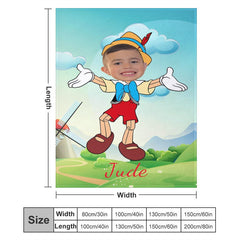 Aperturee - Personalized Photo Pinocchio Windmill Green Blanket